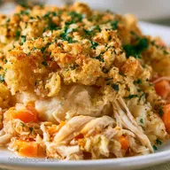Chicken Dressing Casserole for 10 Servings