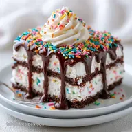 Small Ice Cream Sandwich Cake with Fudge