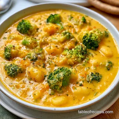 Creamy Broccoli Cheddar Gnocchi Soup