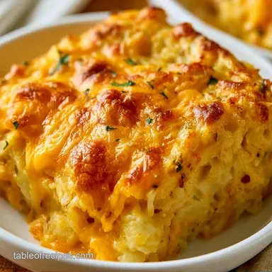 Cheesy Potato Casserole with Hash Browns Recipe Card
