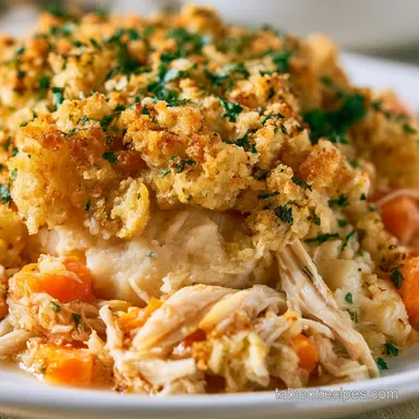 Chicken Dressing Casserole for 10 Servings