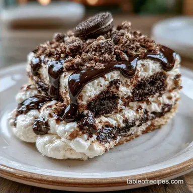 Easy Ice Cream Sandwich Cake with Fudge