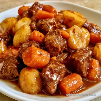 Hearty Beef Stew for 8 Servings Recipe Card