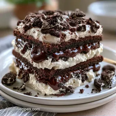 Hot Fudge Ice Cream Sandwich Cake for 16 Recipe Card