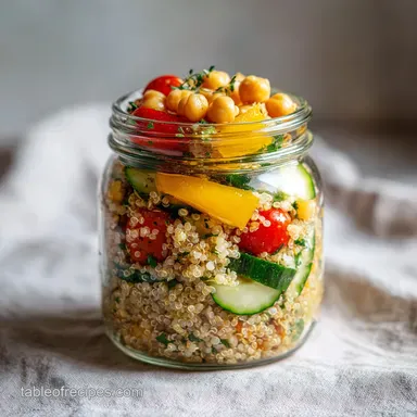 Healthy Meal Prep Mason Jar Salads for 4 Servings Recipe Card