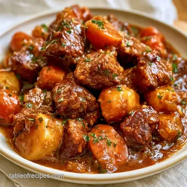 Fall Beef Stew for 6 Servings Recipe Card