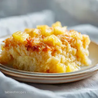 Old Fashioned Pineapple Casserole Baked in 40 Minutes Recipe Card
