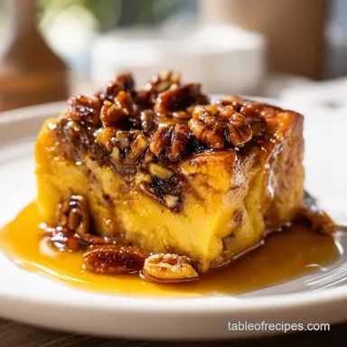 Pecan Pie Bread Pudding for 10 Servings Recipe Card