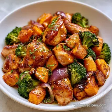 Chicken Sweet Potatoes with Broccoli Recipe Card