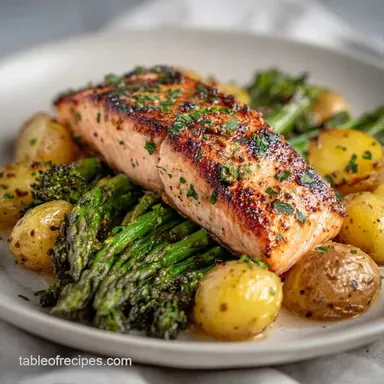 Sheet Pan Salmon for 4 Servings Roasted Recipe Card