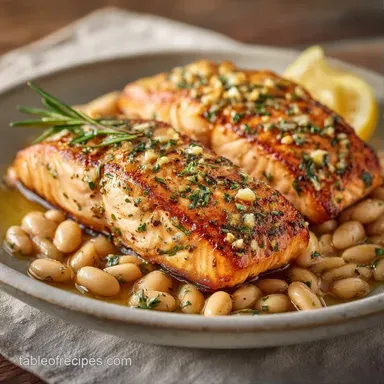 Sheet Pan Salmon Beans in 30 Minutes Recipe Card