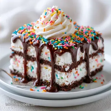 Small Ice Cream Sandwich Cake with Fudge