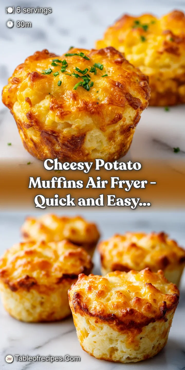 Close-up of a cheesy potato muffin showing a fluffy interior and a crisp, bubbling golden cheddar cheese topping