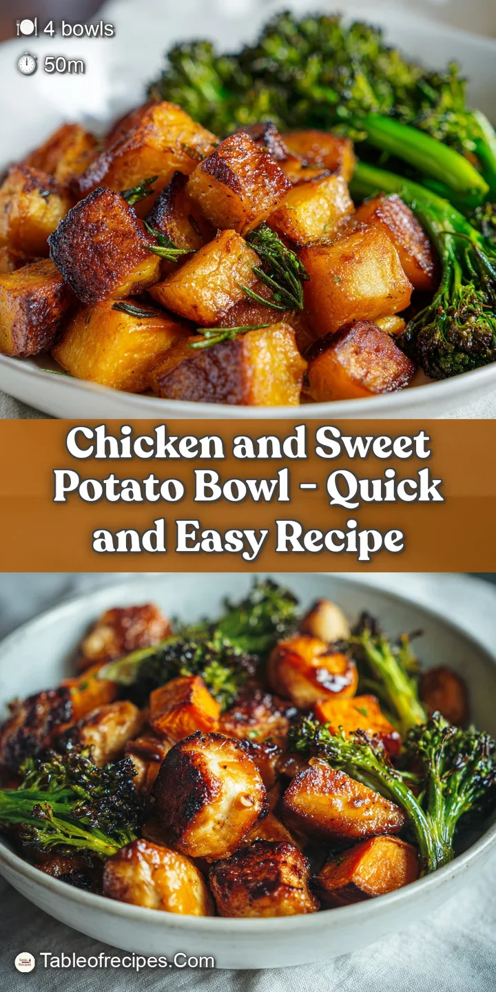 Macro shot of juicy, browned chicken pieces and caramelized sweet potato cubes glistening with a light glaze.