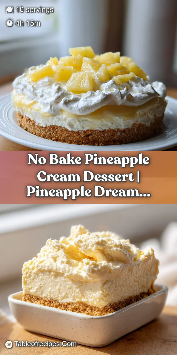 Close-up of a velvety pale yellow cream topped with glistening, juicy pineapple chunks and a drizzle of syrup.