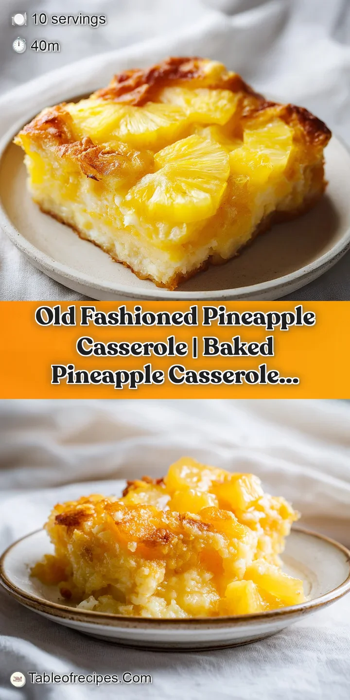 Close-up of baked pineapple casserole, showcasing a rich, buttery crumb topping over tender, glistening fruit.