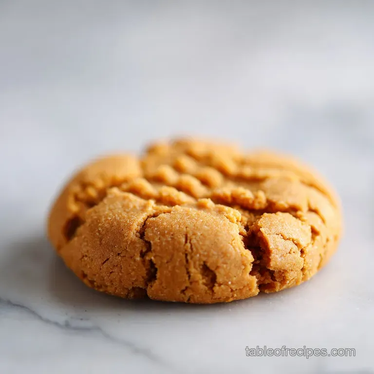 A neat stack of three perfectly round peanut butter cookies artfully arranged on a rustic wooden board.