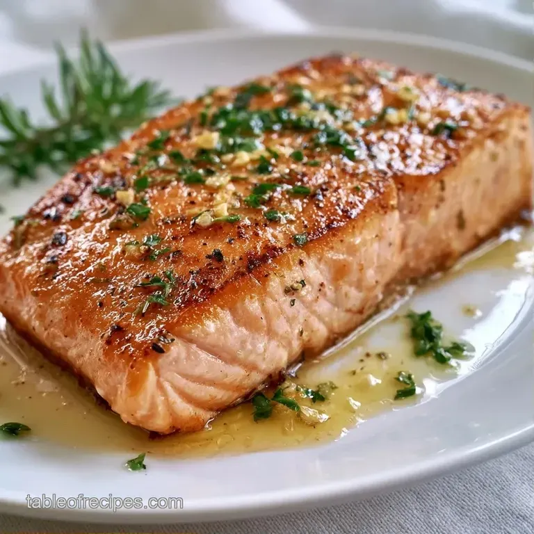 Elegantly plated seared salmon on a white dish, paired with bright green steamed broccoli and fluffy quinoa.