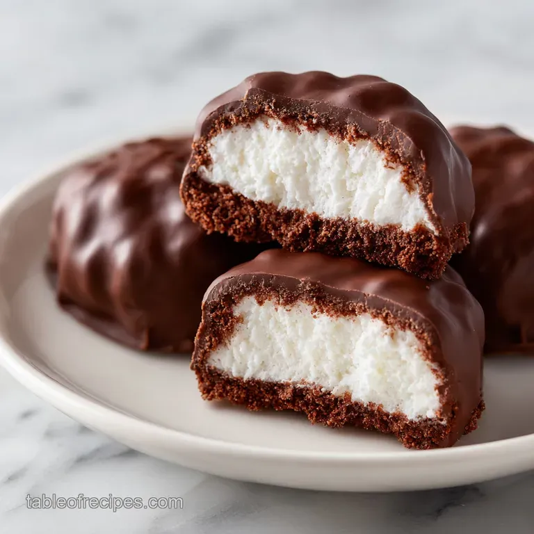 Small, fluffy white confection squares garnished with colorful sprinkles on a modern marble serving tray.