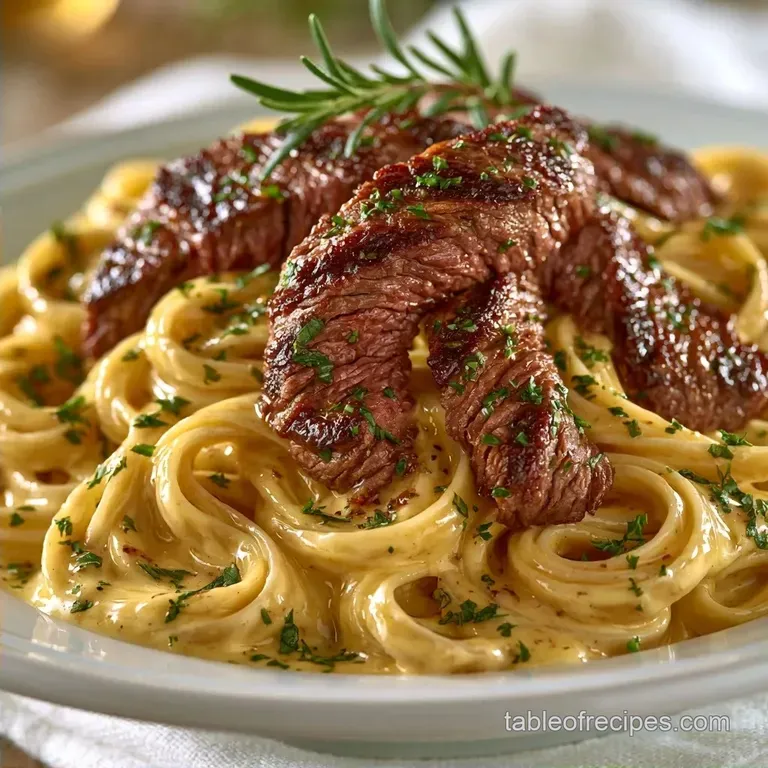 Creamy Steak Fettuccine: Greek Yogurt Sauce