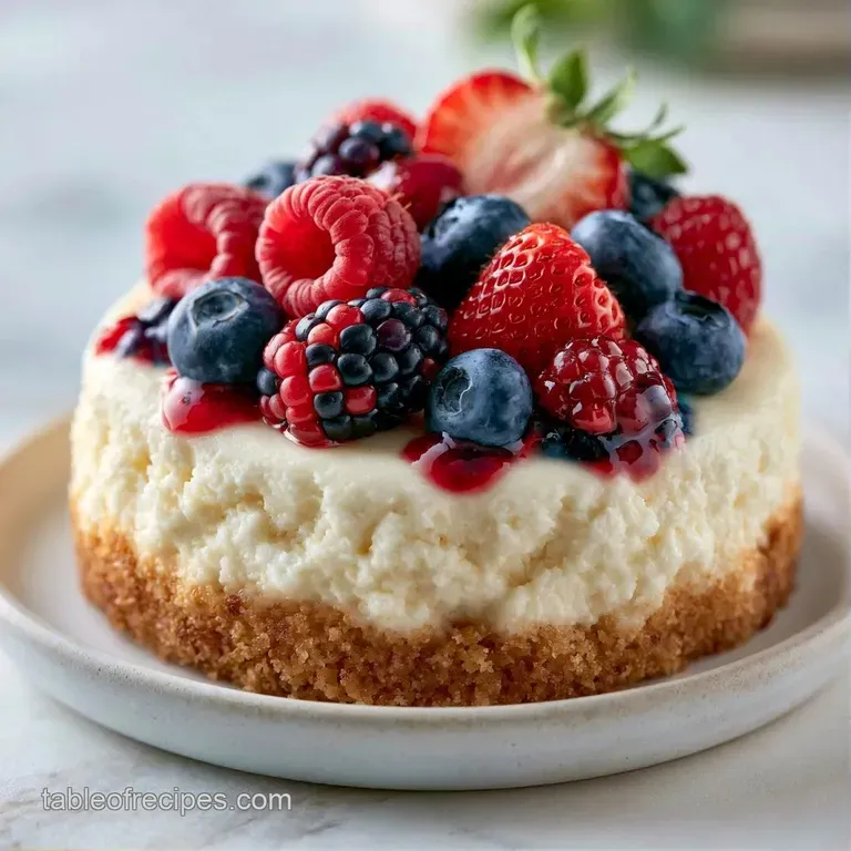 A neat slice of creamy chilled cake on a slate plate, topped with a fresh raspberry and a mint leaf garnish