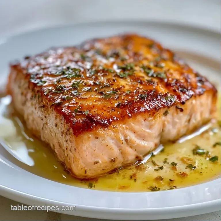 Elegant plate featuring a seared pink fillet, vibrant green vegetables, and a glossy drizzle of golden oil.