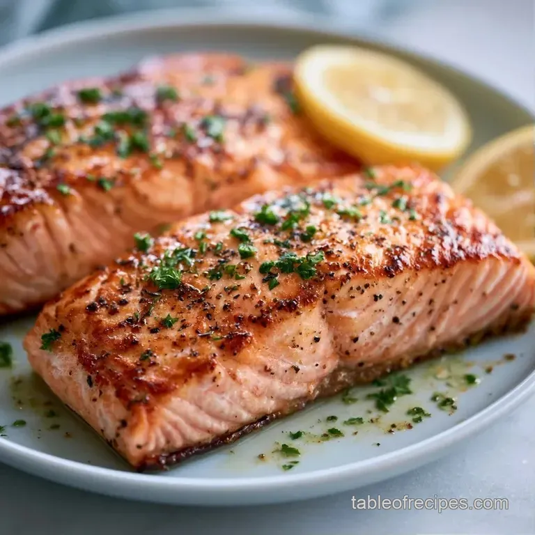 Elegant plating featuring a golden fillet with a fresh lemon wedge and bright parsley sprigs on a cream sauce.