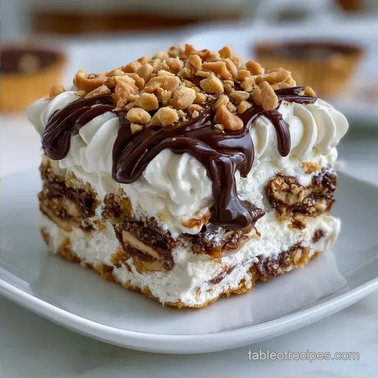 Peanut Butter Ice Cream Sandwich Cake with Peanut Butter Cups