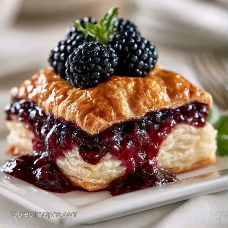 A slice of deep purple berry dessert with a scoop of melting vanilla ice cream on a clean white ceramic plate.
