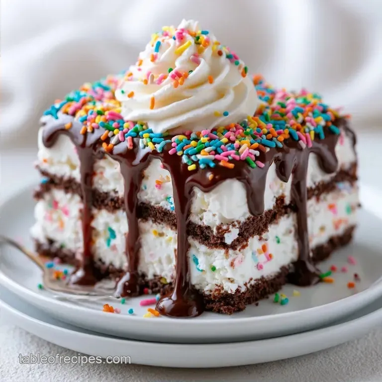 Small Ice Cream Sandwich Cake with Fudge
