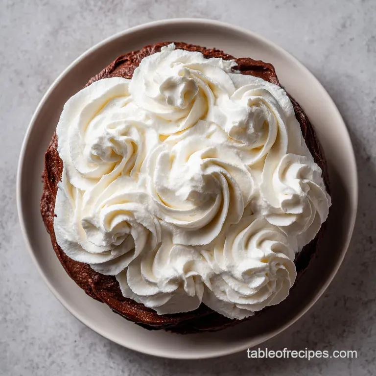 A clear glass mug of rich cocoa topped with towering white cream, set on a wooden coaster with a cinnamon stick.