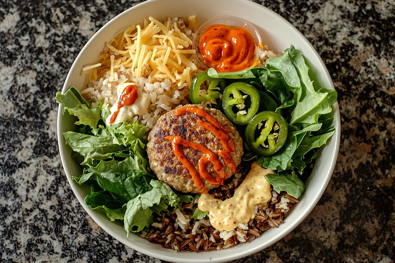 Spicy burger bowl recipe variation