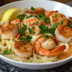 Finished shrimp and scallop recipe dish